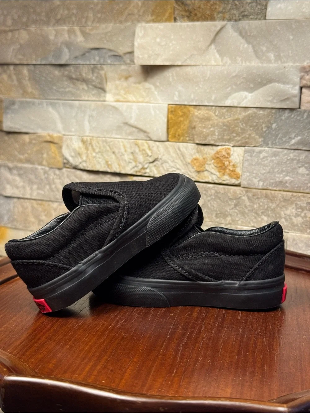 Child’s Sz 4 Vans Classic Slip-On Black Skateboarding Baby Shoes Sneakers NWOT